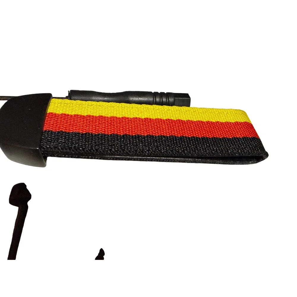 German Flag Woven Keychain Tactical Matte Black Carabiner D-Ring Striped Strap